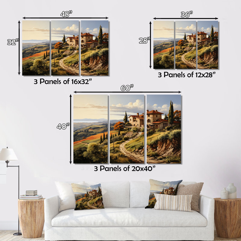 Ensemble de décoration murale Country Charm Tuscan Splendor - Paysages, H 32 po x l 48 po x P 1 po