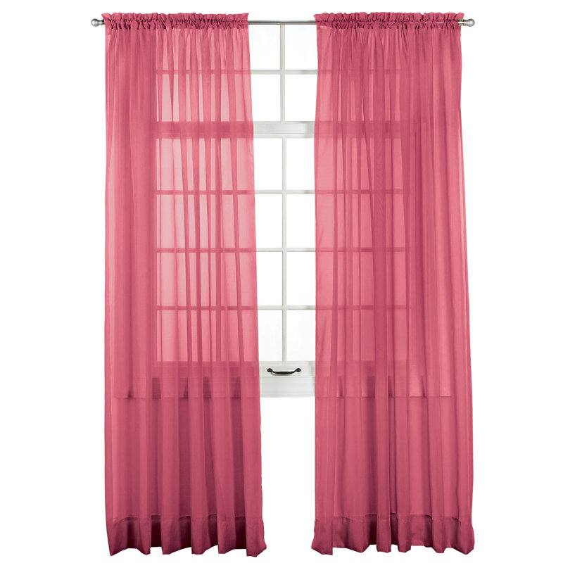 Elegance Sheer Curtain Single Panel, Dark Red
