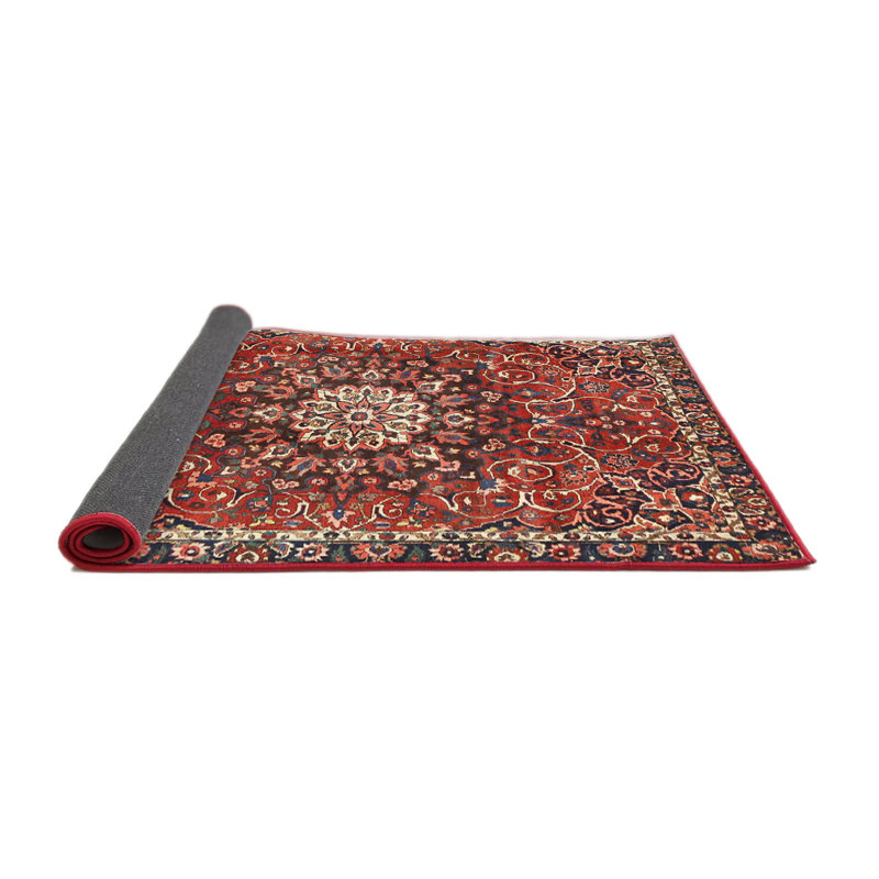 Tapis traditionnel rouge / noir, Carré 4 pi
