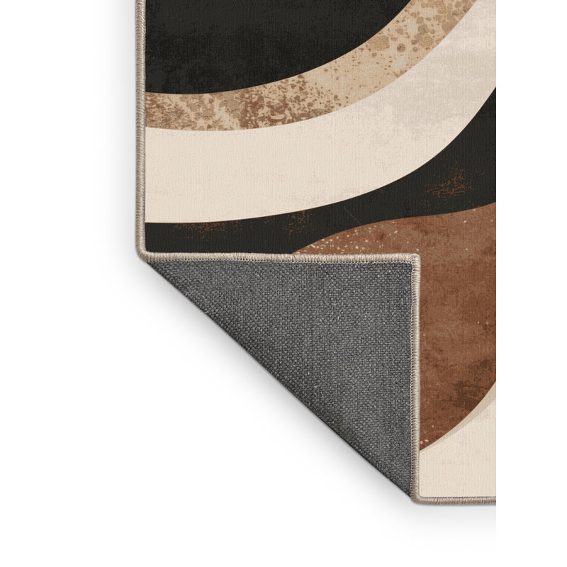 Tapis beige moelleux moelleux Art Deco, Carré 6 pi