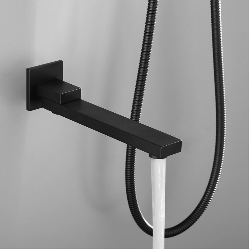 Douche noire luxueuse de luxe - Mélangeur de pluie carré pour salle de bain de 10 pouces avec buse pour un nettoyage facile du système mural