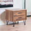 Walnut Finish Accent Table With 2 Storage Drawer Units And Metal Legs