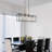 4-Light Black & Gold Cone Pendant Seeded Glass with Rectangle Frame for Kitchen Island 