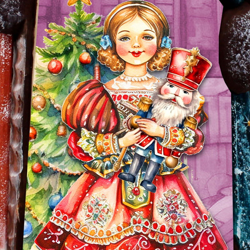 Clara With Nutcracker Santa Wood Carved Masterpiece Figurine By G. Debrekht