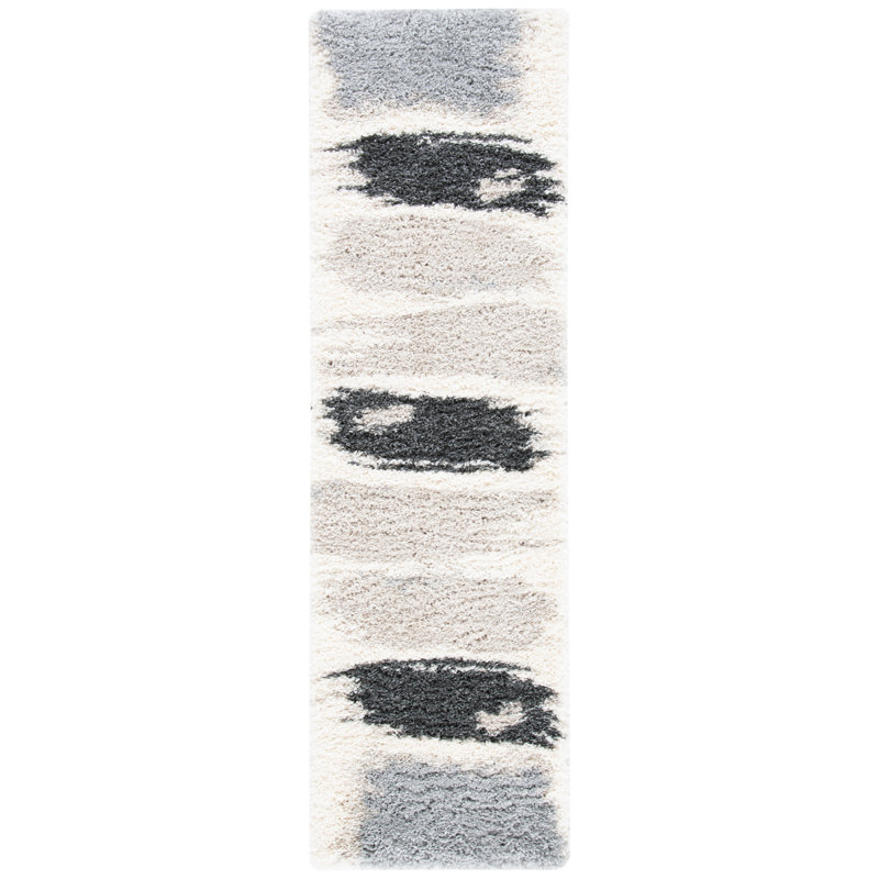 Tapis gris / crème Saraland, Tapis de couloir 2 pi 3 po x 10 pi