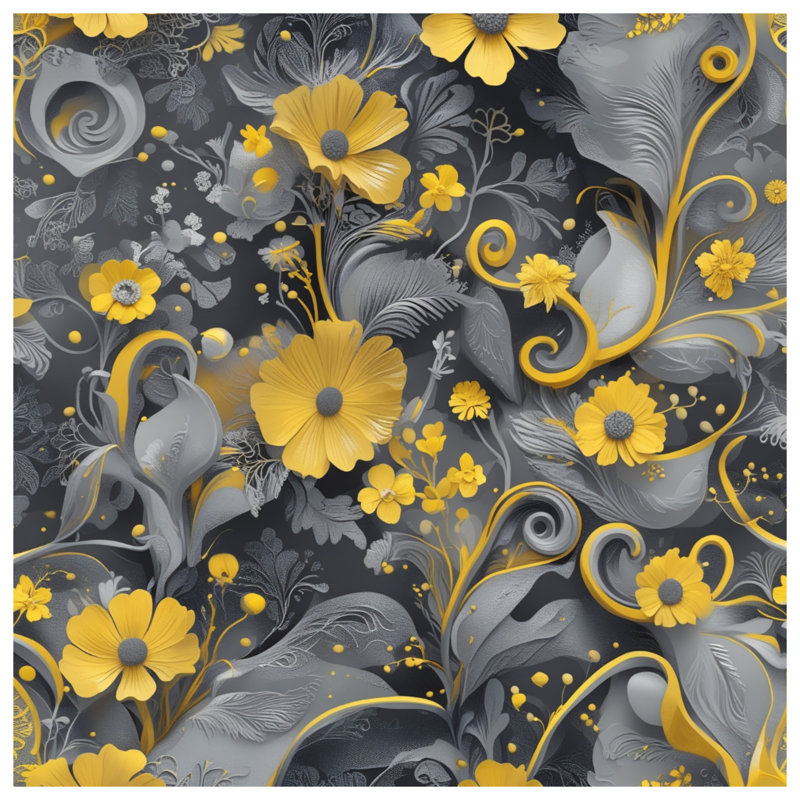 Tapisserie murale jaune à motif floral jaune - décoration murale florale, 68in H x80in W with 4 Grommets