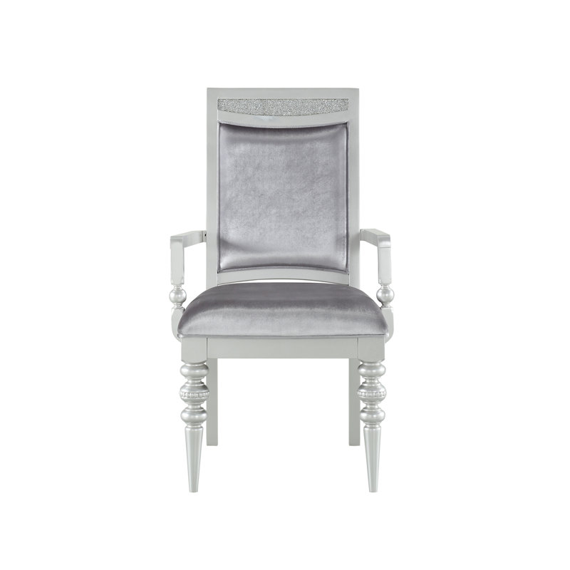 Maverick Fabric & Platinum Finish Arm Chair (Set Of 2)