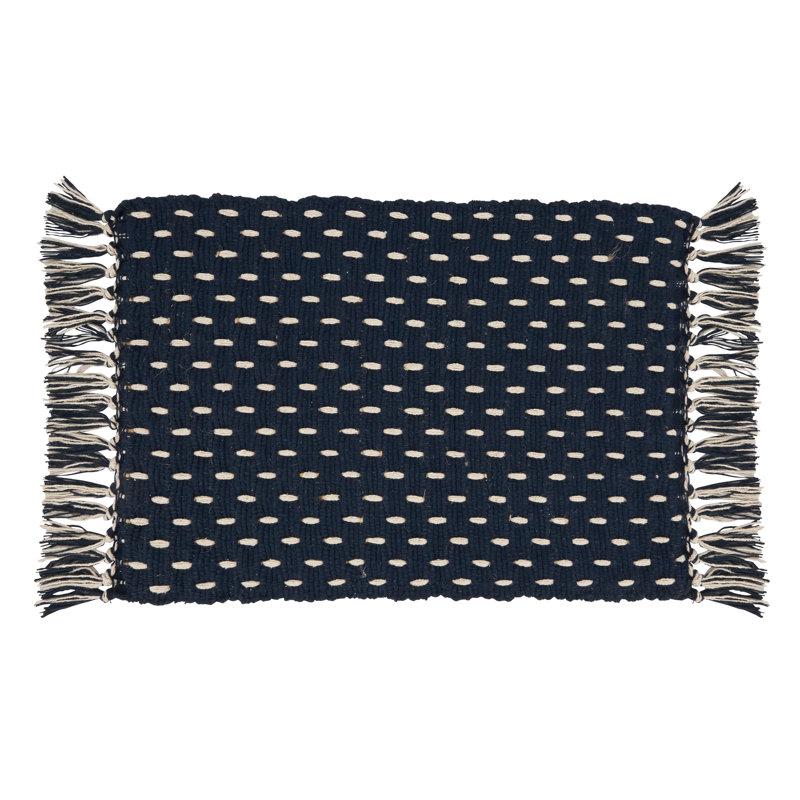 Navy Blue and Natural Jute Rope Rectangle Placemats, Set of 4