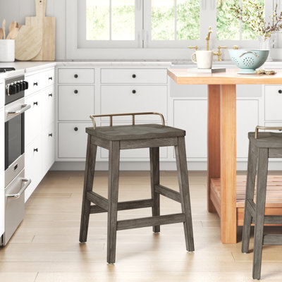 Bruno Solid Wood Counter Stool with Solid Wood Frame
