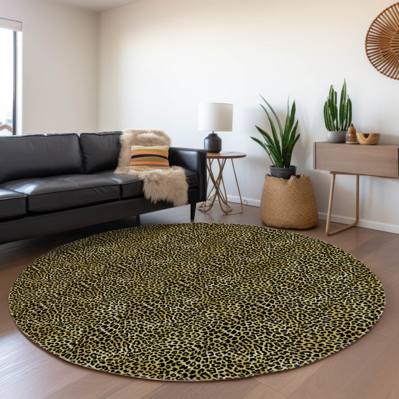 Tapis doré lavable de qualité supérieure 1 pi 8 po x 2 pi 6 po Kishonna AMF43, Round 8'