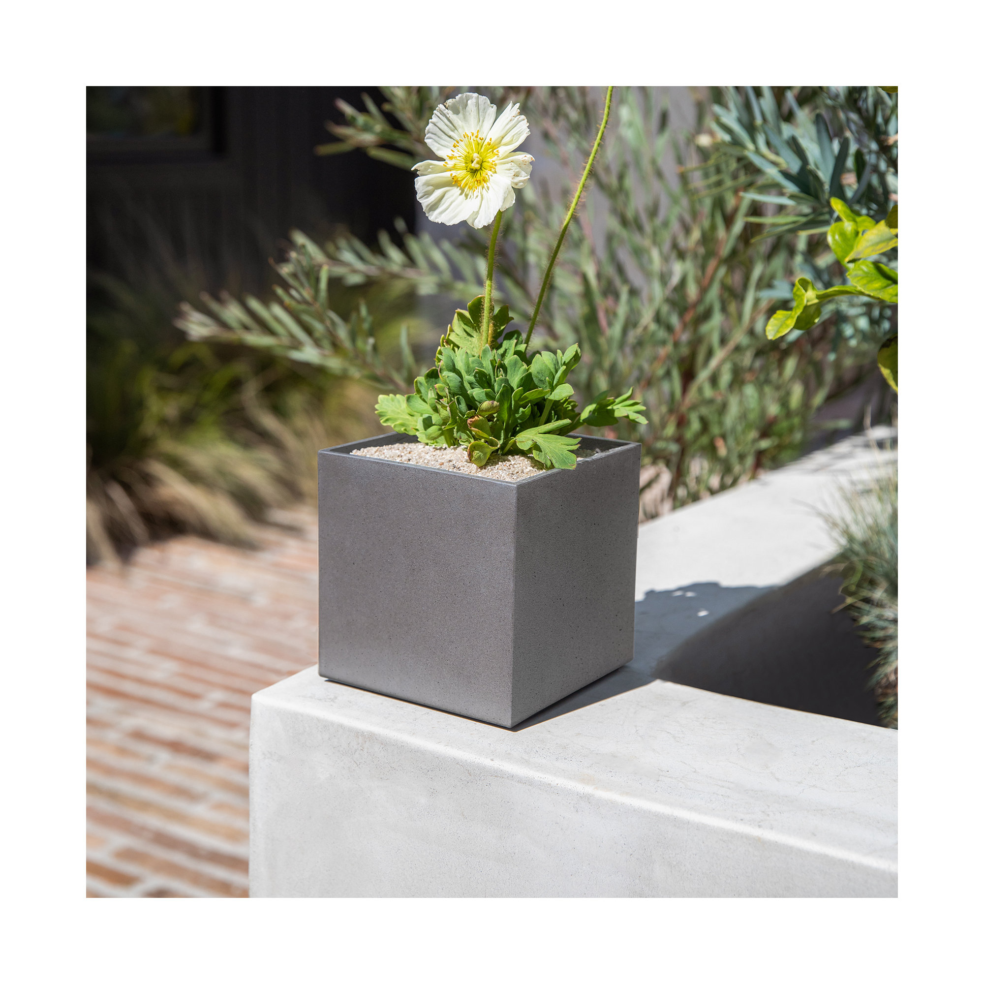 Geo Series Cube Planter, 1, Gray