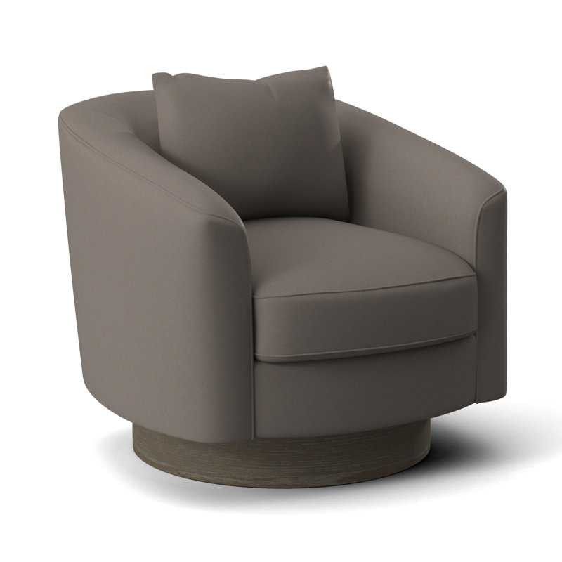 Camino 32'' Wide Genuine Leather Top Grain Leather Swivel Barrel Chair, Light Grey Leather 202-010, Portobello