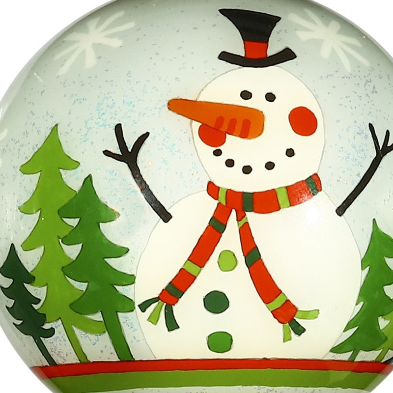 Ornement boule festive en forme de bonhomme de neige scintillant