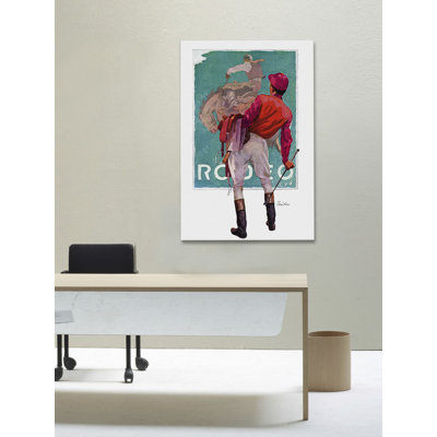 Jockey Looks at Poster 1 Piece Wrapped Canvas Painting