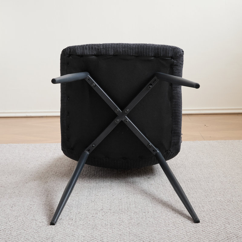 50cm H Corduroy Upholstered Metal Side Chair, Black