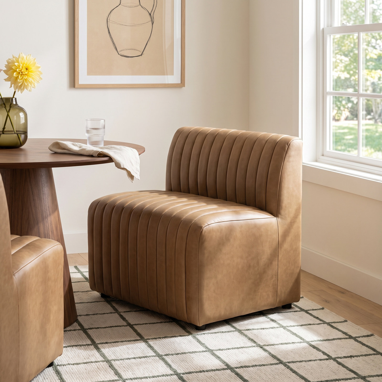 Brandt Genuine Leather Dining Chair, Palermo Drift Genuine Leather