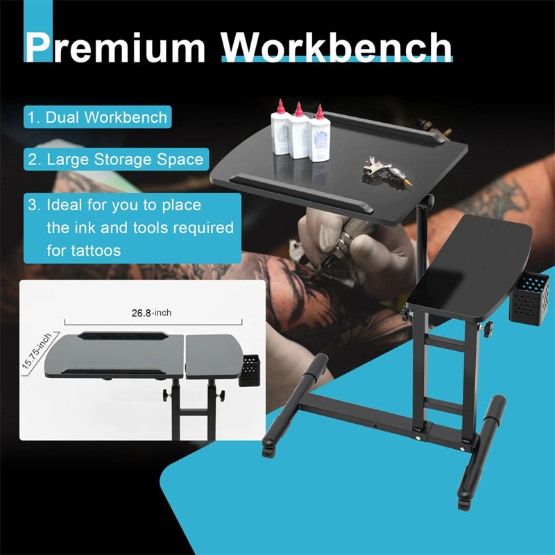 Adjustable Metal Base Computer Desk, Black