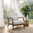 Mid Century Modern Accent Chair with Wood Frame and Waist Cushion – Antique White Cotton Linen Upholstery