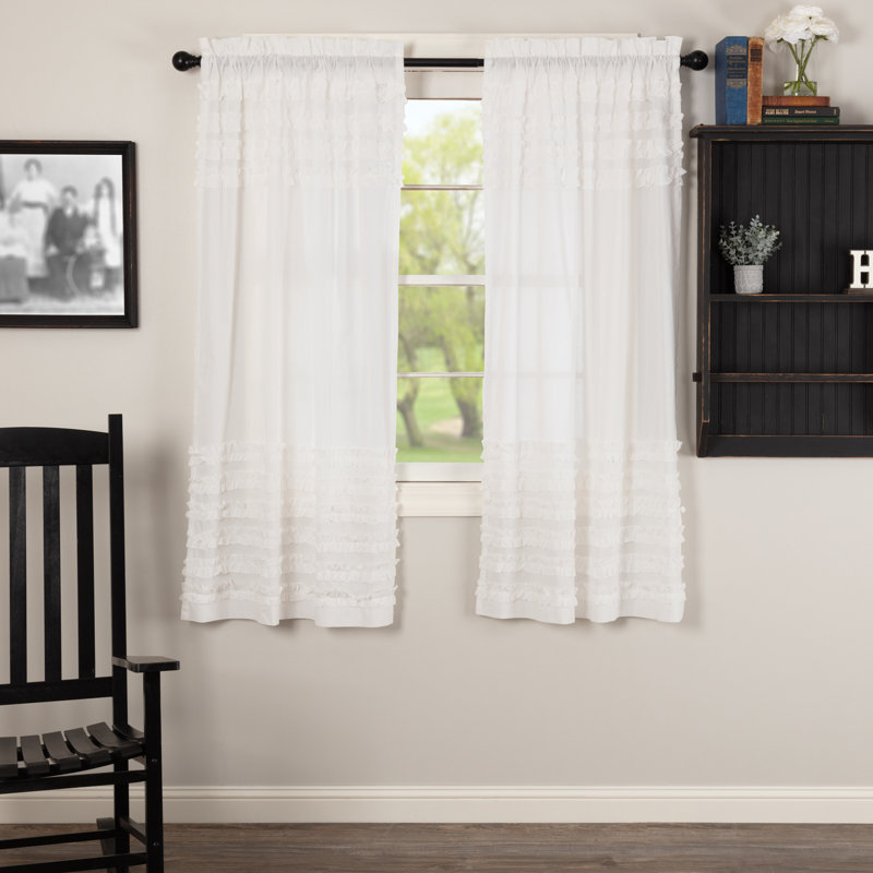 Penwortham Cotton Blend Semi Sheer Curtain Panel Pair, 36" W x 63" L