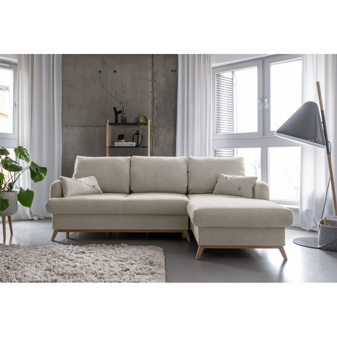 Ecksofa Lagom aus Samt mit Bettfunktion