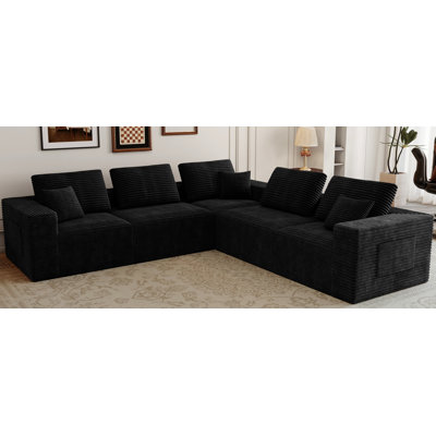106.30*106.30"modular Sectional Sofa Seat,upholstered Compressed Couch For Living Room,bedroom,apartment,no Assembly Required,5 Pc Free Combination,plush Corduroy Fabric