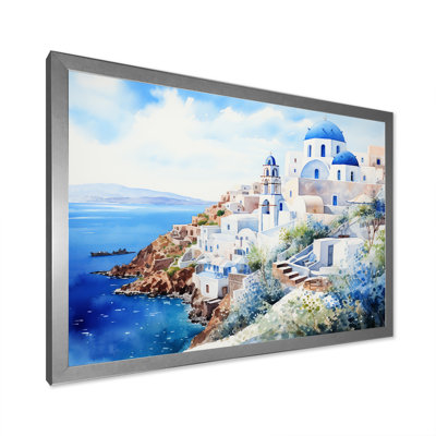 «Blue and White Greek Isles Village I», art mural Grèce
