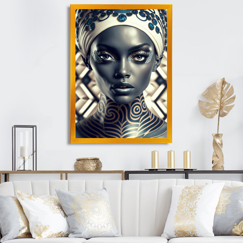 «Beautiful Contemporary Contemporary African Retro I», reproduction sur toile, H 20 po x l 12 po x P 1 po, Encadrement doré