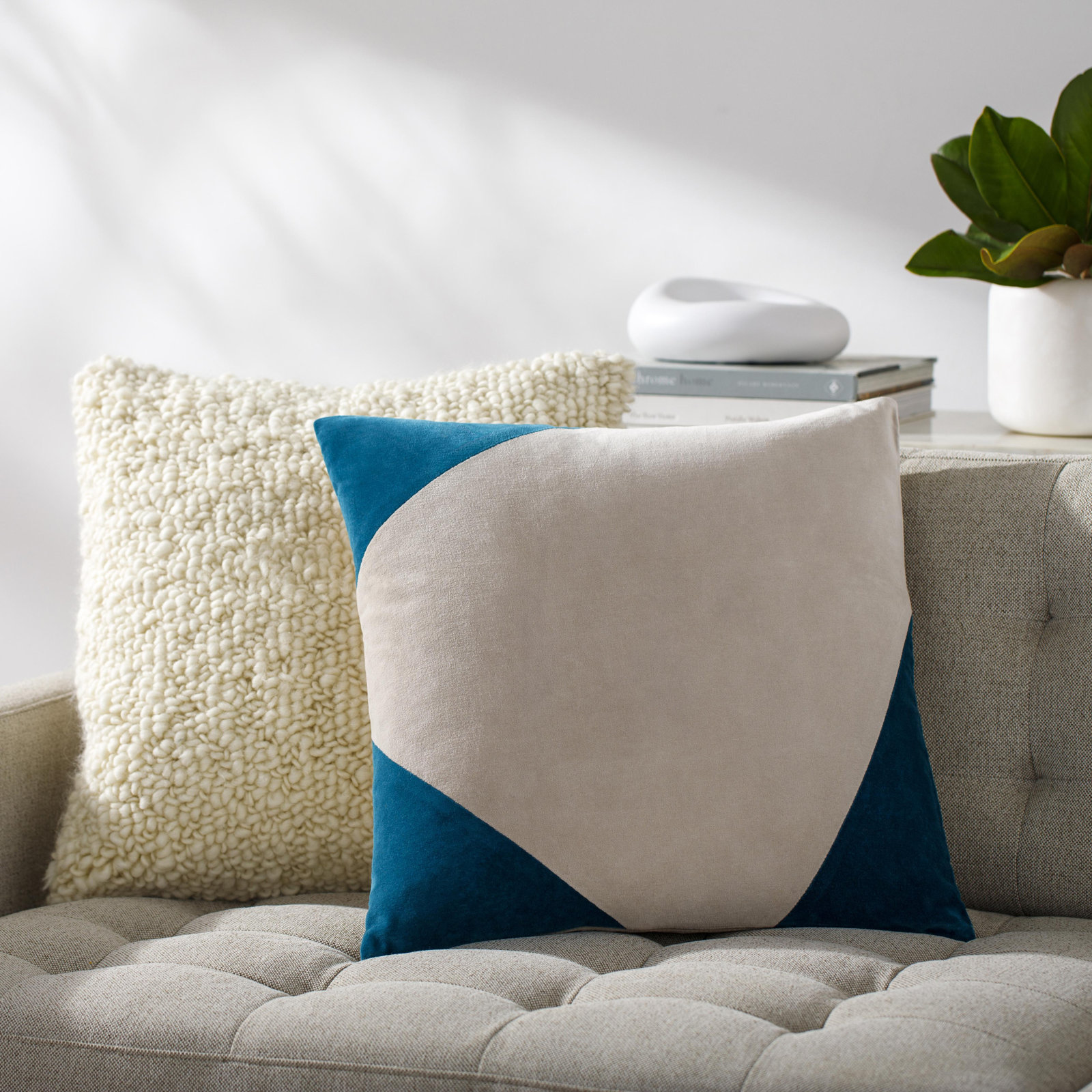 Denny Cotton Pillow Cover, 22" x 22", Pillow Cover Only - No Insert, Navy Blue