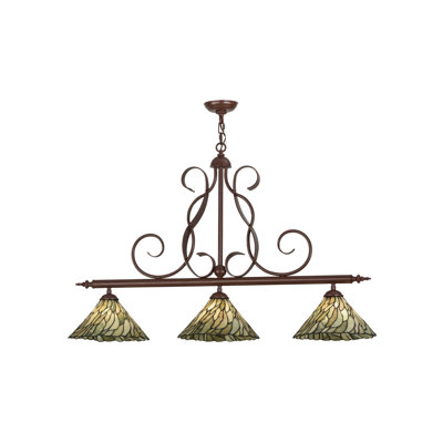 Luminaire suspendu linéaire à 3 lumières pour table de billard Greenbriar