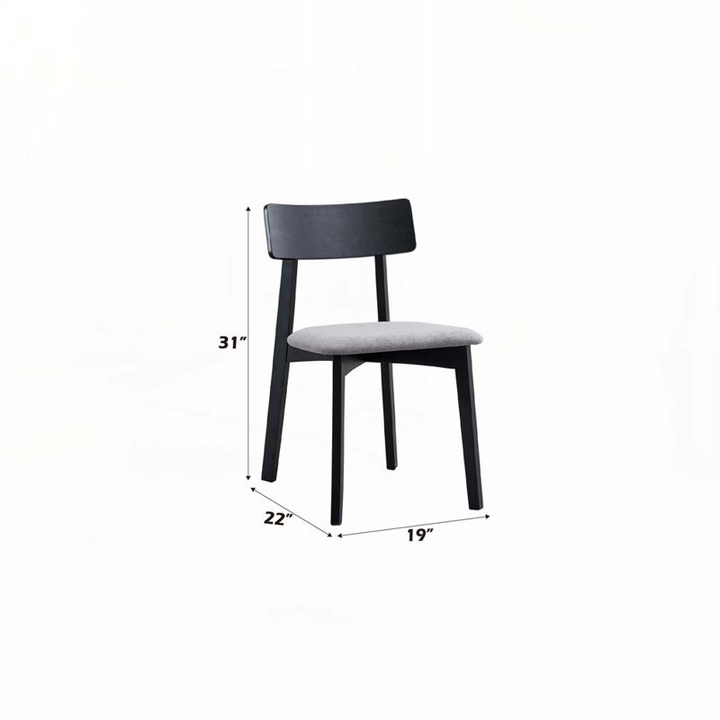 Chaise rembourrée en lin avec dossier, 4 pieds