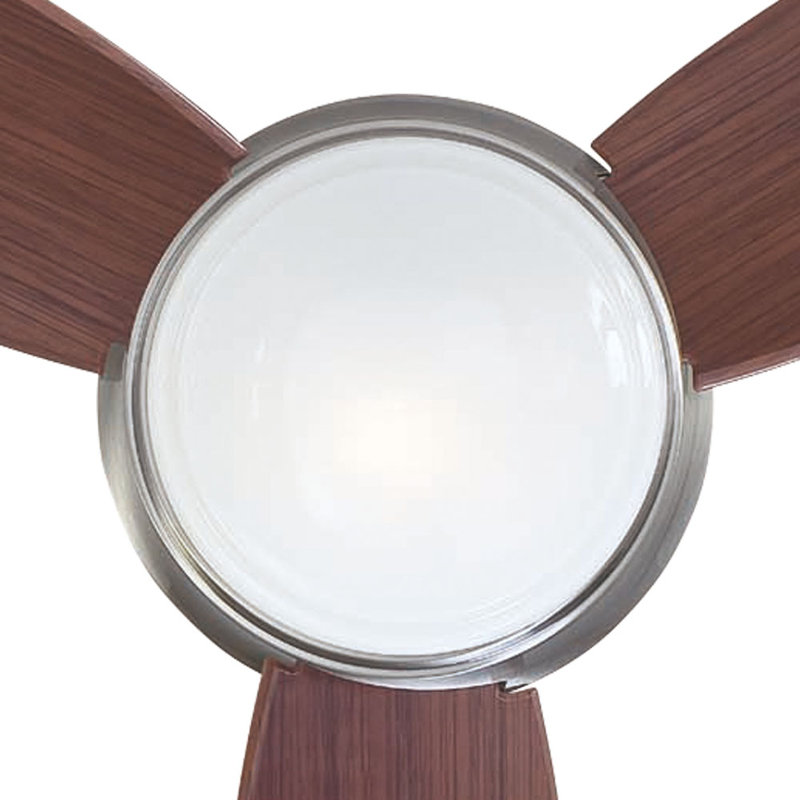 44" Pewter Flushmount Ceiling Fan with Dark Maple Blades and LED Light