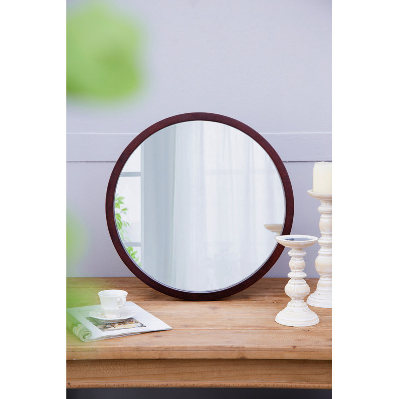 Miroir mural 20 "x 20" avec cadre en bois, miroir mural pour salon / salle à manger, Brun