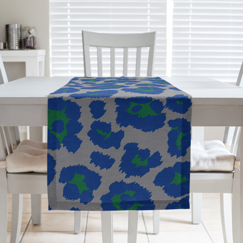 Chemin de table à imprimé animalier, 72 po x 16 po, Argent