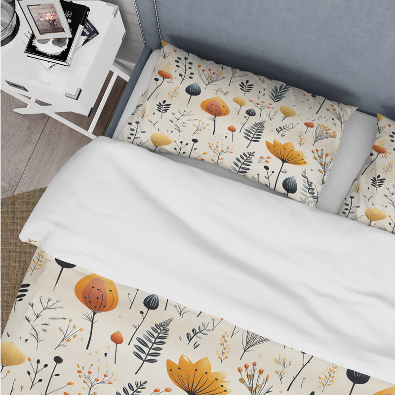 Ensemble de housse de couette Floral - ivoire nordique et charme floral beige
