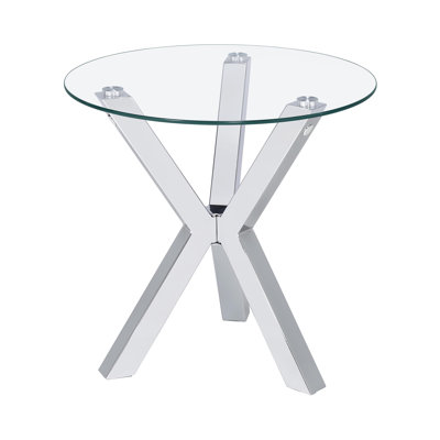 23.9" W Contemporary End Table, Silver