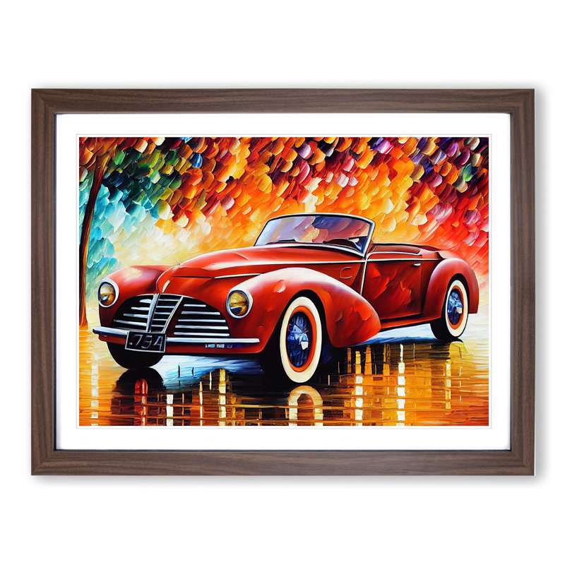 Painted Classic Car Vol.2 - Framed Print, 46cm H x 64cm W x 2cm D, Walnut