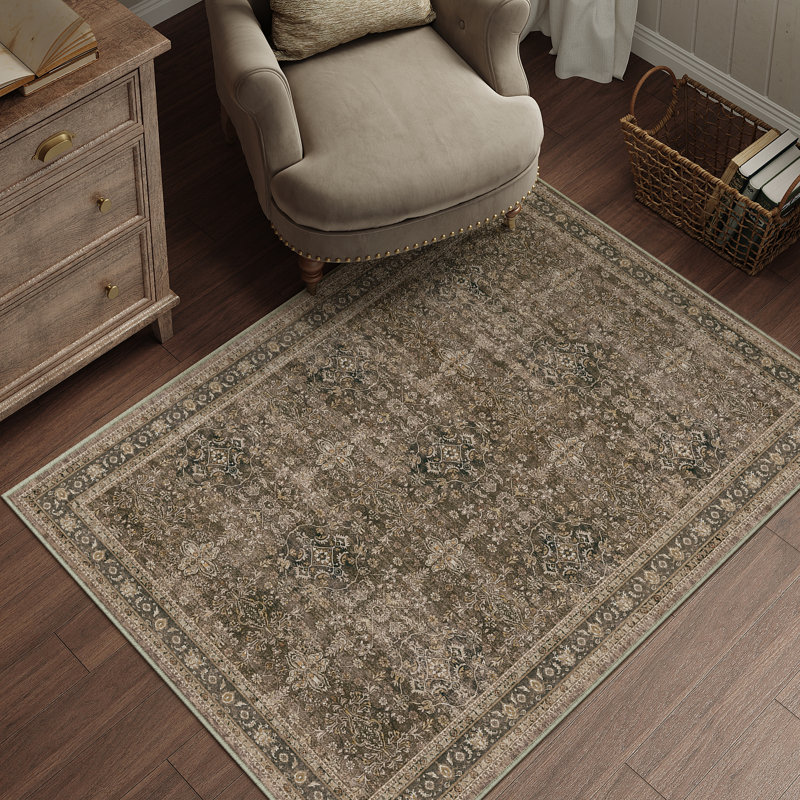 Tapis Kellems Vintage lavable à la machine pour le salon avec envers antidérapant, 0.28", Rectangulaire 3 pi x 5 pi