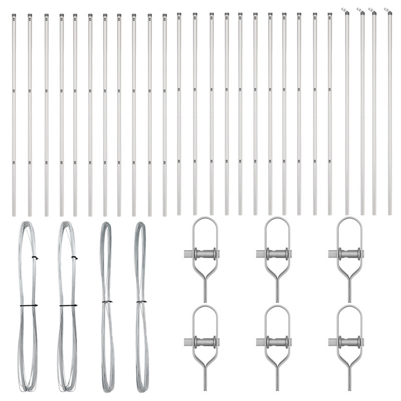 Vidaxl Fence Posts 26 Pcs Diameter32 Mm Galvanised Steel, Silver, 210cm H x 3.2cm W