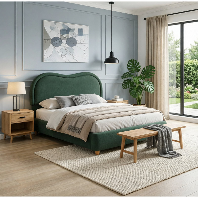Lit plateforme tapissier Elegant, Grand lit
