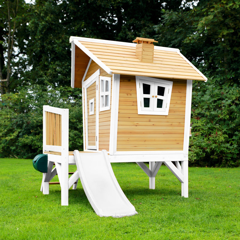 Robin AXI 264cm W x 177cm D Outdoor Hemlock Wood Luxury Playhouse, Natural/White