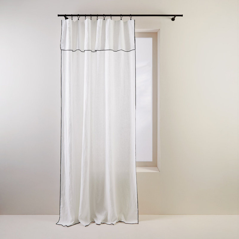 Carlina Linen Curtain Single Panel, Width 350 x Drop 280cm, White