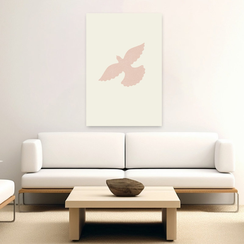 Pink Dove Flight Serene Tranquil Contemporary Bird Wall Art Print 1 Piece Wrapped Canvas Wall Art, 152.4cm H x 101.6cm W