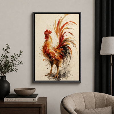 Farmhouse Rooster Artwork, Kitchen Pictures, Framed Canvas Giclee Print Wall Art
