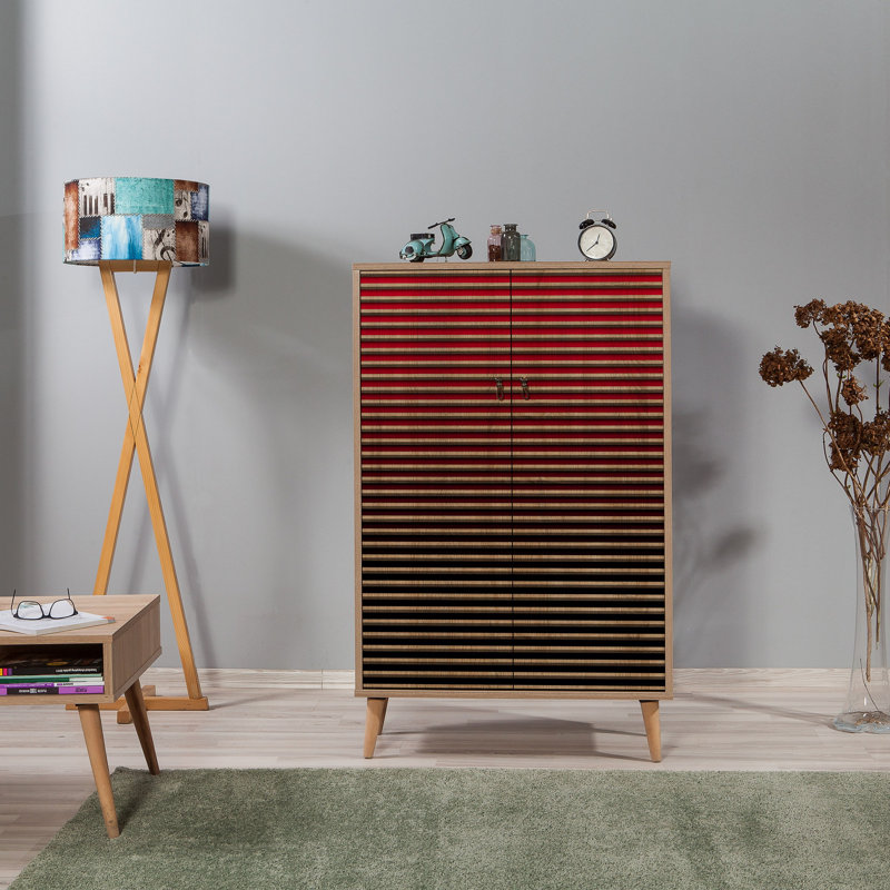 Breland Stylish Multi-Purpose Cabinet, Sonoma Oak Finish, 31.5 x 50.0 x 14.2 inches | 100% Melamine Coated Particle Board, 0.7 inches Thick | Hornbeam Legs, Metal & Rope Handles, UV Coating, Wall-Mountable, Modern Design, Additional Storage 