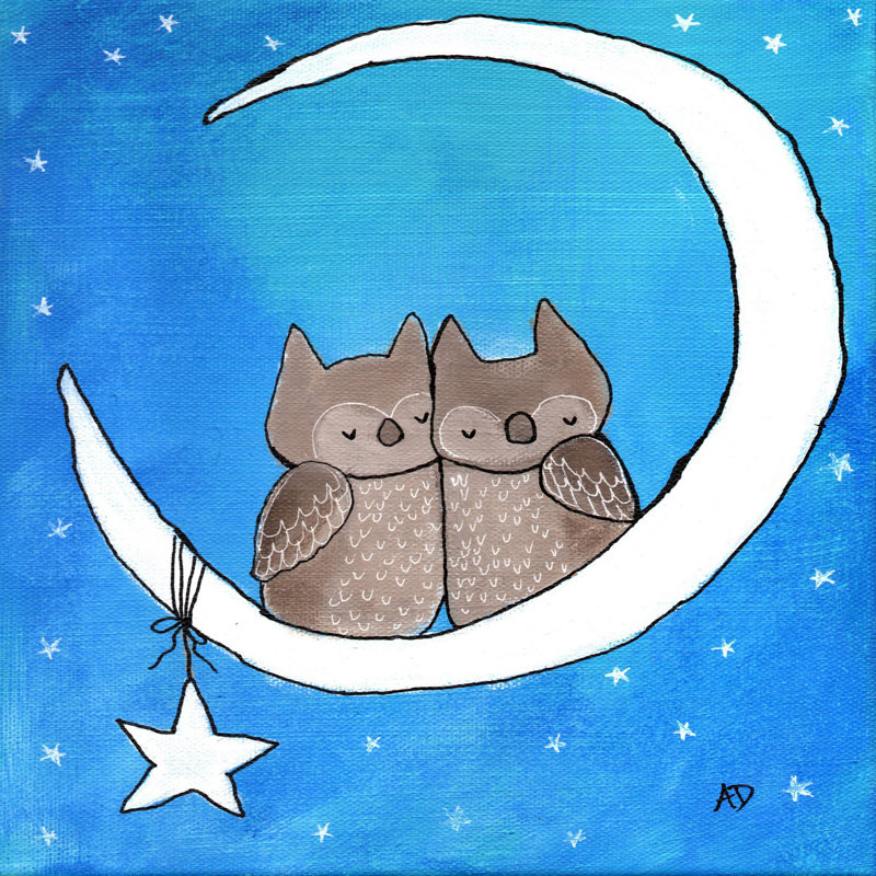 «Love Owls», reproduction sur toile tendue, H 32 po x l 32 po