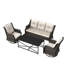 Ensemble de patio extérieur en osier 5 personnes avec canapé 3 places, chaises, table basse et coussin-2054898619
