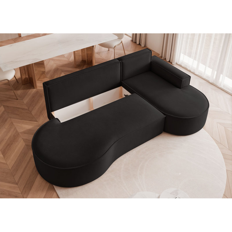 6 Seater Corner Sofa, Right Hand Facing, Black