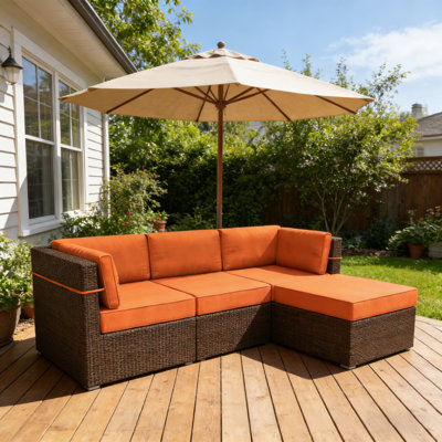 9 Pcs Outdoor Patio Cushion For Sectional,Sofa,Rattan Furniture, 4 Seat Outdoor Chair Cushions With 4 Seat Cushion And 5 Back Cushion,﻿﻿﻿﻿﻿﻿﻿﻿﻿﻿﻿﻿﻿﻿﻿﻿Orange