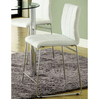 Stylish White Seat Counter Height Dining Chairs With Supports - 2pc Modern Room Metal Base 2pcs