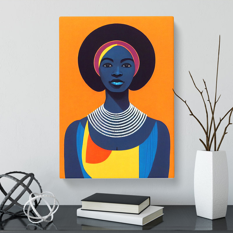 African Woman Geometric Vol.2 - Wrapped Canvas, 60cm H x 40cm W x 3cm D